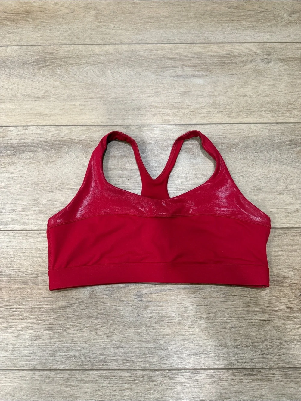 Fabletics Shiny Red Women's Racerback Sports Bra - Comfortable Support